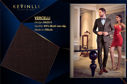 E423/3 Vercelli CVM - Vải Suit 95% Wool - Tím Trơn